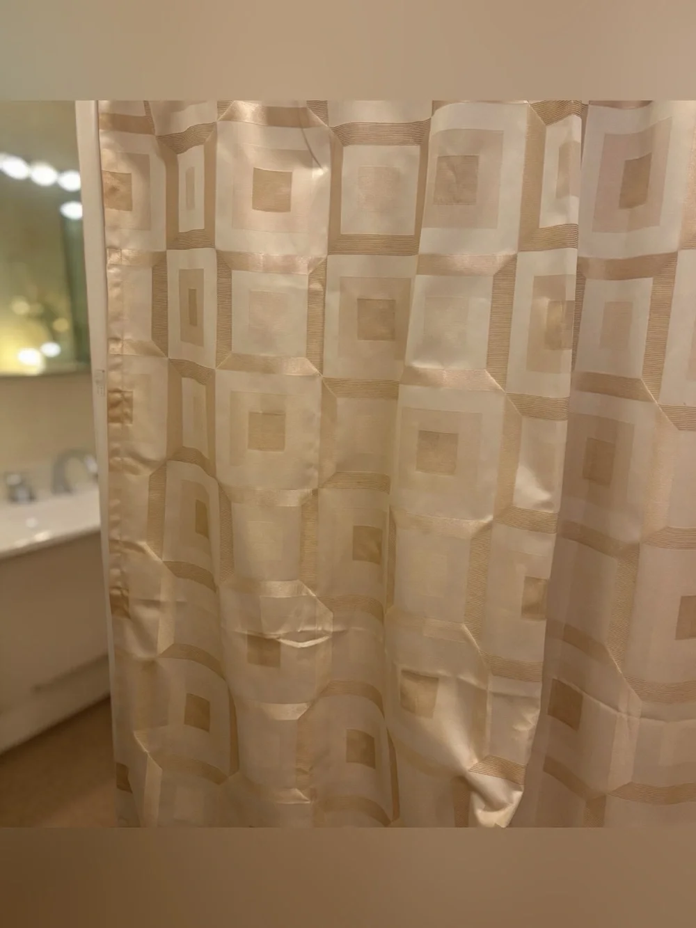 Croscill Home Metro Metal Gold Shower Curtain Geometric Shiny Squares Fabric